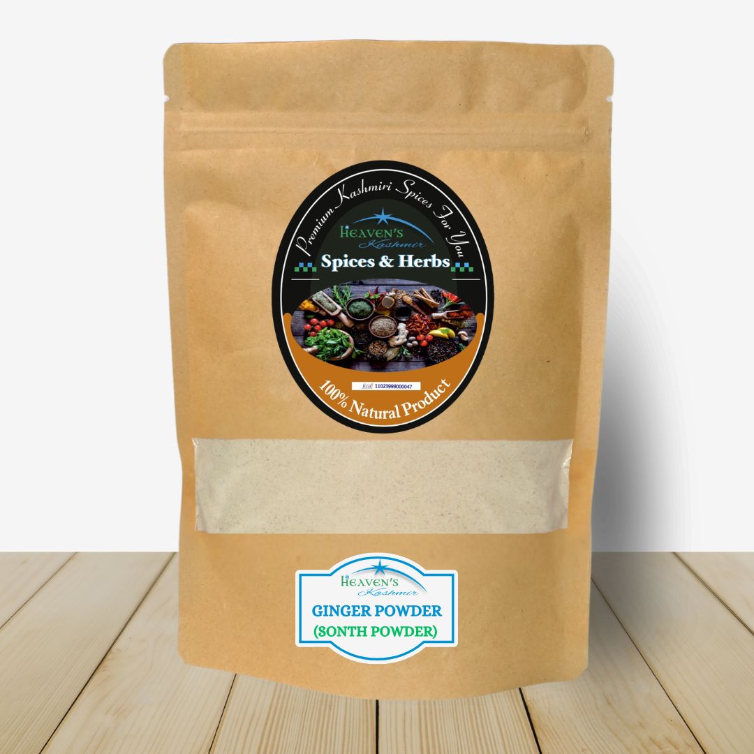 Ginger Powder (Sonth Powder) 1 Heaven's Kashmir pure dry ginger powder (Saunth) in original packaging.